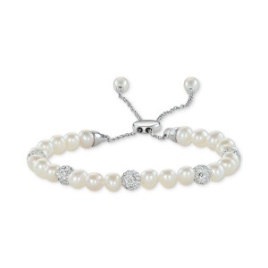 White (6mm) & Crystals Bracelet