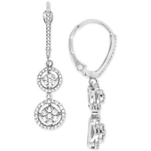 Double Cluster Drop Earrings (1/2 ct. t.w.) in 14k White Gold