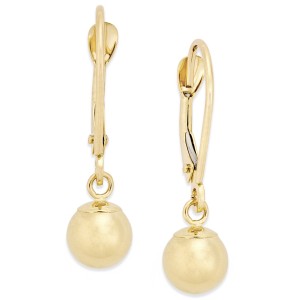 Round Ball Drop Earrings in 10k Gold