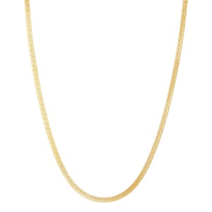 Reversible Polished & Herringbone Chain Necklace in 10k Gold, 16