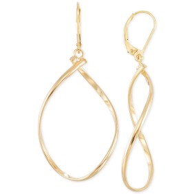 Polished Twist Illusion Drop Earrings in 14k Gold