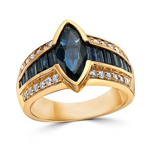 Sapphire (2-5/8 ct. t.w.) & (1/3 ct. t.w.) Ring in 14k Gold