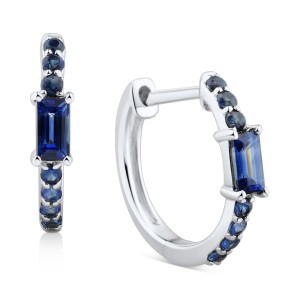 Sapphire Extra Small Hoop Earrings (1/2 ct. t.w.) in 14k White Gold, 0.43