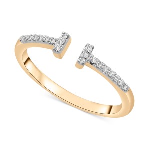 Open Bar Cuff Ring (1/10 ct. t.w.) in 14k Gold