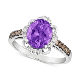 Amethyst (3 ct. t.w.) & (3/8 ct. t.w.) Ring in 14k White Gold
