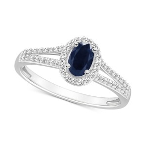 Sapphire (5/8 ct. t.w.) & (1/4 ct. t.w.) Oval Split Shank Ring