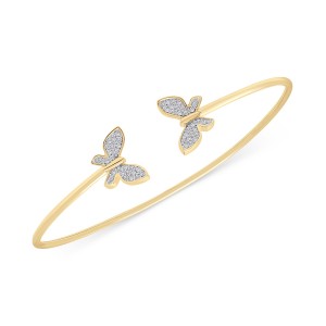 Butterfly Cuff Bangle Bracelet (1/6 ct. t.w.) in 14k Gold