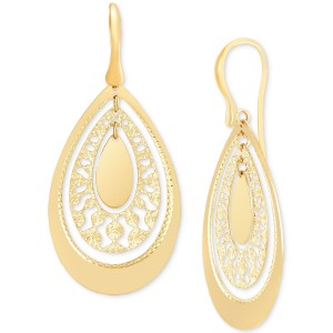 Openwork Orbital Teardrop Drop Earrings in 14k Gold