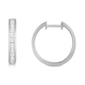 Channel-Set Hoop Earrings (1 ct. t.w.) in 14k white or Yellow Gold