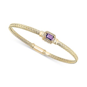 Amethyst (1/2 ct. t.w.) & White (1/5 ct. t.w.) Woven Bangle Bracelet in 14k Gold-Plated