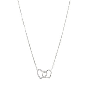 -Tone Double Heart Necklace 16