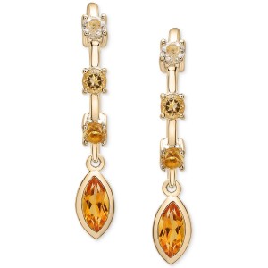 Citrine Linear Drop Earrings in 14k Gold-Plated