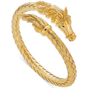 Woven Horse Bangle Bracelet in 14k Gold Vermeil