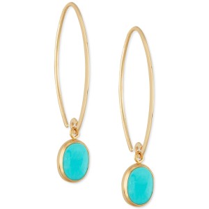 Turquoise Threader Earrings in 14k Yellow Gold