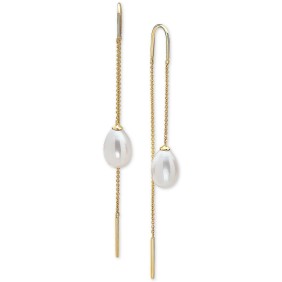 (10 x 7mm) Threader Earrings in 14k Gold