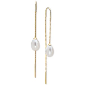 (10 x 7mm) Threader Earrings in 14k Gold