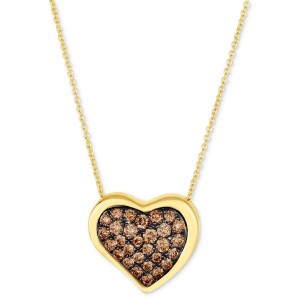 Chocolate Heart Pendant Necklace Featuring Chocolate (5/8 ct. t.w.) in 14k Gold