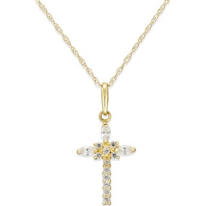 Cubic Cross Necklace in 10k Gold