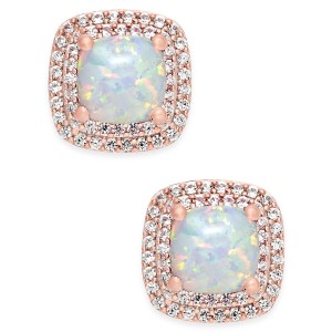 (3/4 ct. t.w.) and White Sapphire (1/3 ct. t.w.) Square Stud Earrings in 14k Gold-Plated