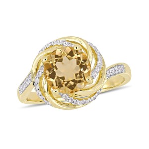 Citrine (1-4/5 ct. t.w.), White (1/7 ct. t.w.) and Swirl Ring in 18k Yellow Gold Over