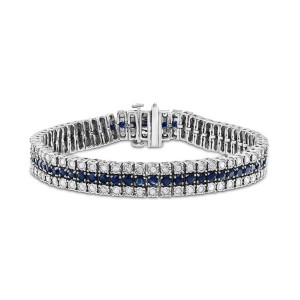 Sapphire (6 ct. t.w.) & (2 ct. t.w.) Trle Row Tennis Bracelet