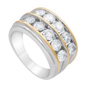 Men's Two Row Band (3 ct. t.w.) in 10k Gold & White Gold