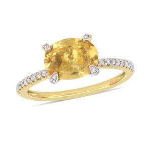 Citrine (1-5/8 ct.t.w.) and (1/10 ct.t.w.) Ring in 10k Yellow Gold