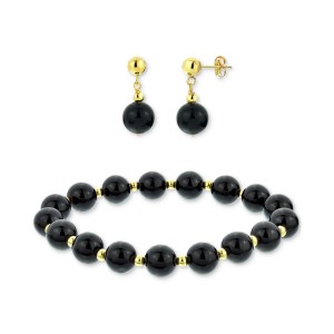 2-Pc. Set Bead Bracelet & Matching Drop Earrings in 14k Gold