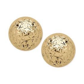 -Cut Ball Stud Earrings (10mm) in 14k Gold
