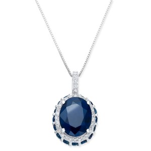 Sapphire (3-9/10 ct. t.w.) and White Sapphire (1/6 ct. t.w.) Pendant Necklace in 10k White Gold