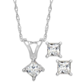 Pendant Necklace and Earrings Set in 10k White Gold (1/10 ct. t.w.)