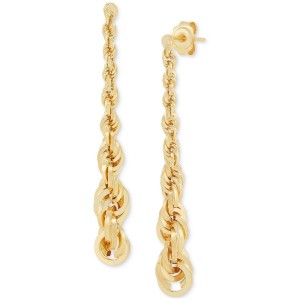 Graduated Rope Linear Earrings in 14k Gold