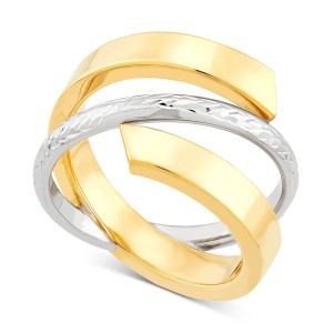 Crisscross Open Style Statement Ring in 10k Two-Tone Gold