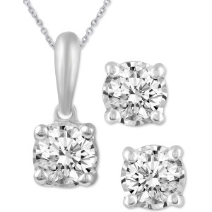 Solitaire Pendant Necklace & Matching Stud Earrings