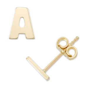 Initial Stud Earrings in 10k Gold