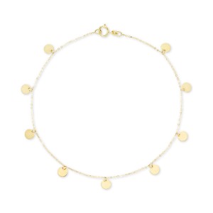 Polished Disc Dangle Ankle Bracelet in 14k Gold