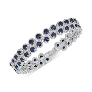 Sapphire (18-1/3 ct. t.w.) & White Double Row Statement Bracelet