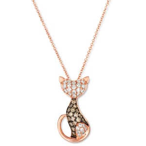 Nude (1/3 ct. t.w.) & Chocolate (1/4 ct. t.w.) Cat Necklace