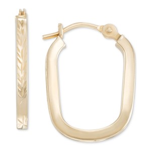 Textured Rectangular Hoop Earrings in 10k Gold